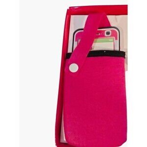 Pink Felt Bag Card Holder Black Trim Pouch Ditty bag 3 x 4 inch